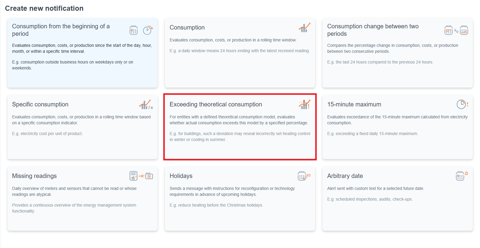 GUI for choosing the notification